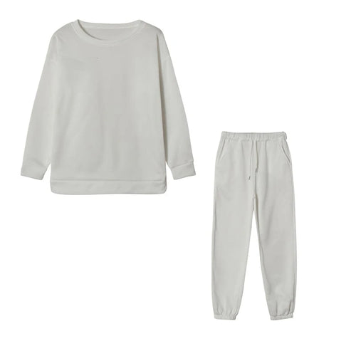 Solid Color Hooded Two-Piece Ladies Athleisure Set