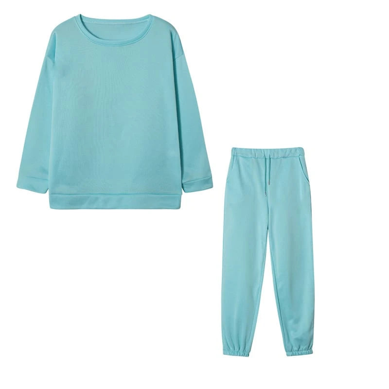 Solid Color Hooded Two-Piece Ladies Athleisure Set