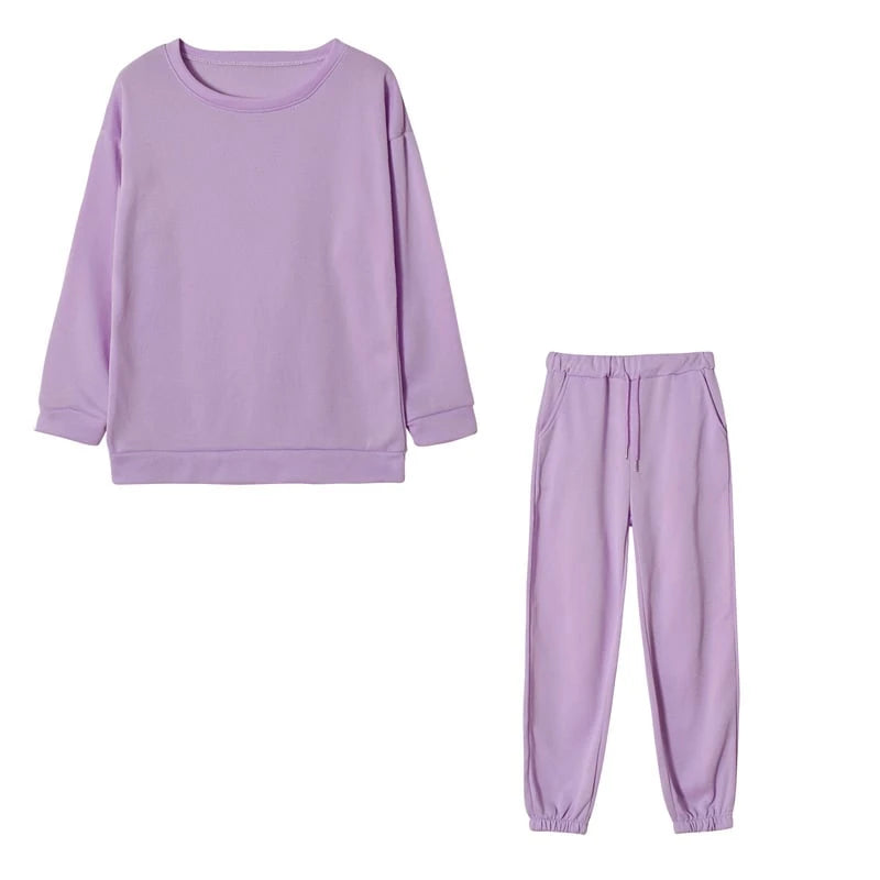 Solid Color Hooded Two-Piece Ladies Athleisure Set